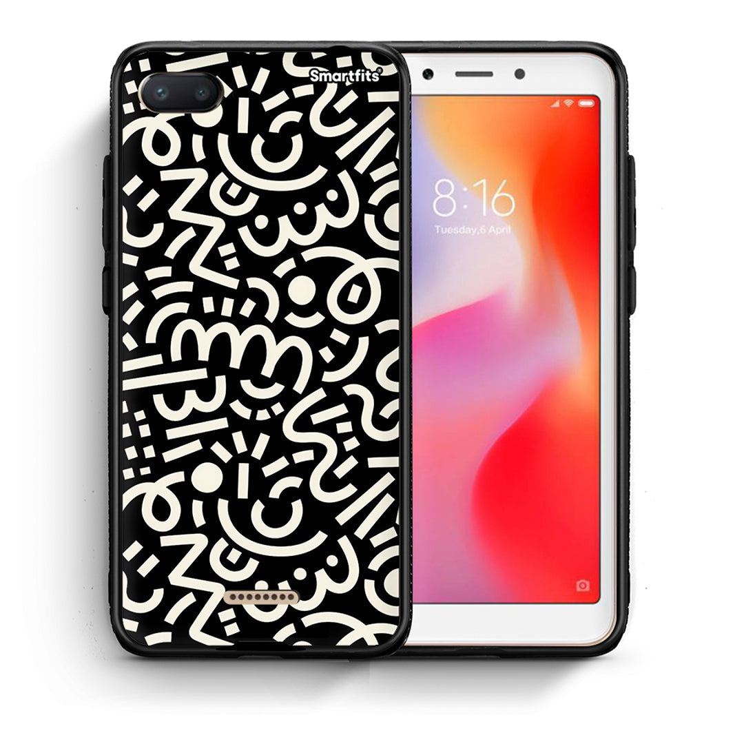 Θήκη Xiaomi Redmi 6A Doodle Art από τη Smartfits με σχέδιο στο πίσω μέρος και μαύρο περίβλημα | Xiaomi Redmi 6A Doodle Art case with colorful back and black bezels