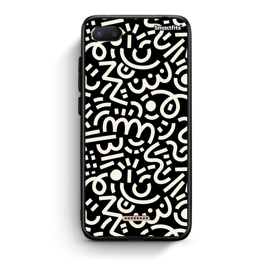 Xiaomi Redmi 6A Doodle Art Θήκη από τη Smartfits με σχέδιο στο πίσω μέρος και μαύρο περίβλημα | Smartphone case with colorful back and black bezels by Smartfits
