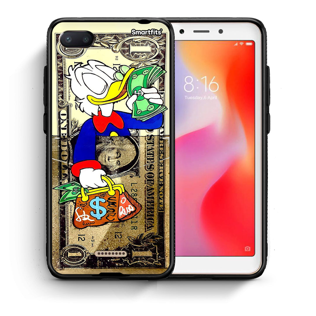 Θήκη Xiaomi Redmi 6A Duck Money από τη Smartfits με σχέδιο στο πίσω μέρος και μαύρο περίβλημα | Xiaomi Redmi 6A Duck Money case with colorful back and black bezels