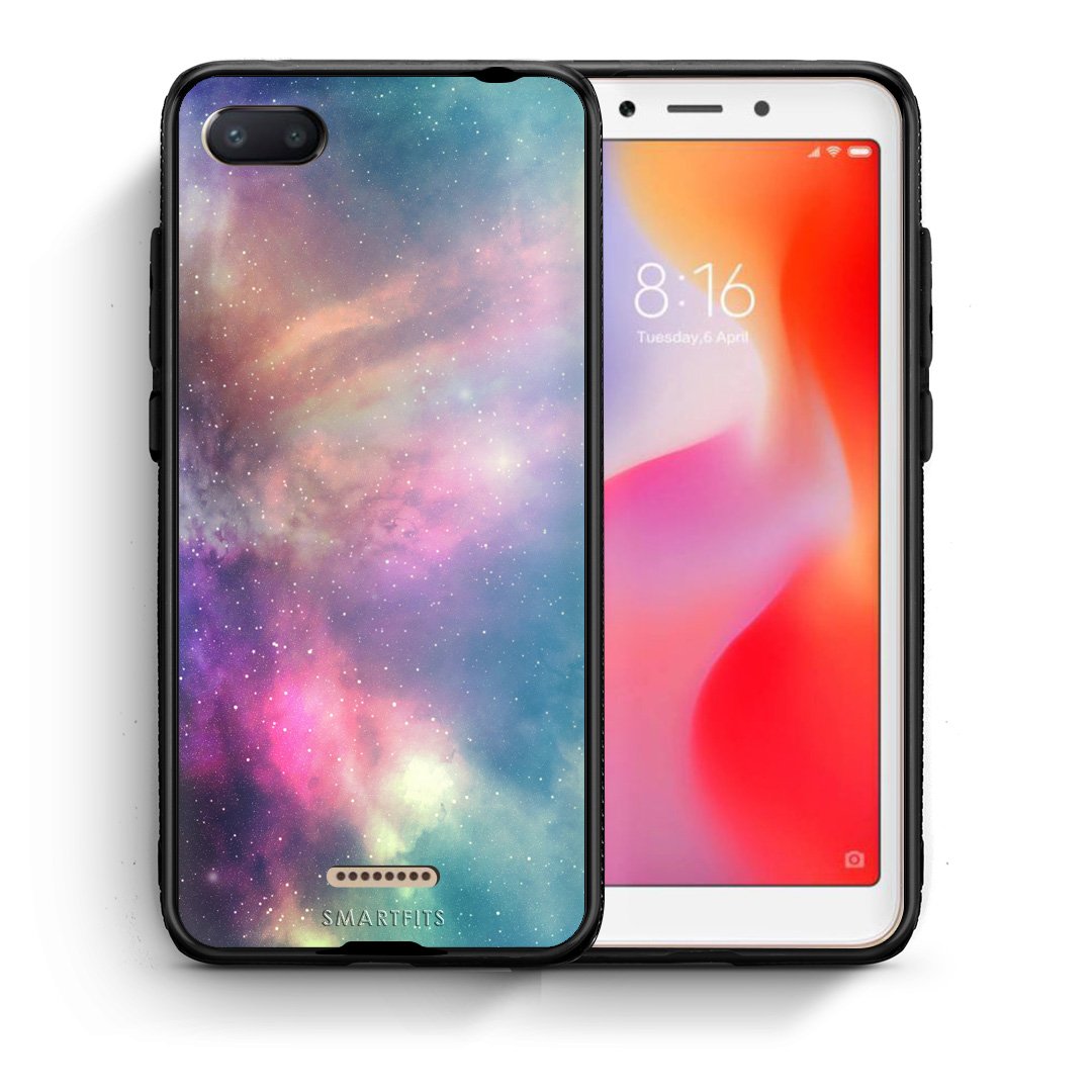 Θήκη Xiaomi Redmi 6A Rainbow Galaxy από τη Smartfits με σχέδιο στο πίσω μέρος και μαύρο περίβλημα | Xiaomi Redmi 6A Rainbow Galaxy case with colorful back and black bezels