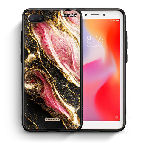Θήκη Xiaomi Redmi 6A Glamorous Pink Marble από τη Smartfits με σχέδιο στο πίσω μέρος και μαύρο περίβλημα | Xiaomi Redmi 6A Glamorous Pink Marble case with colorful back and black bezels