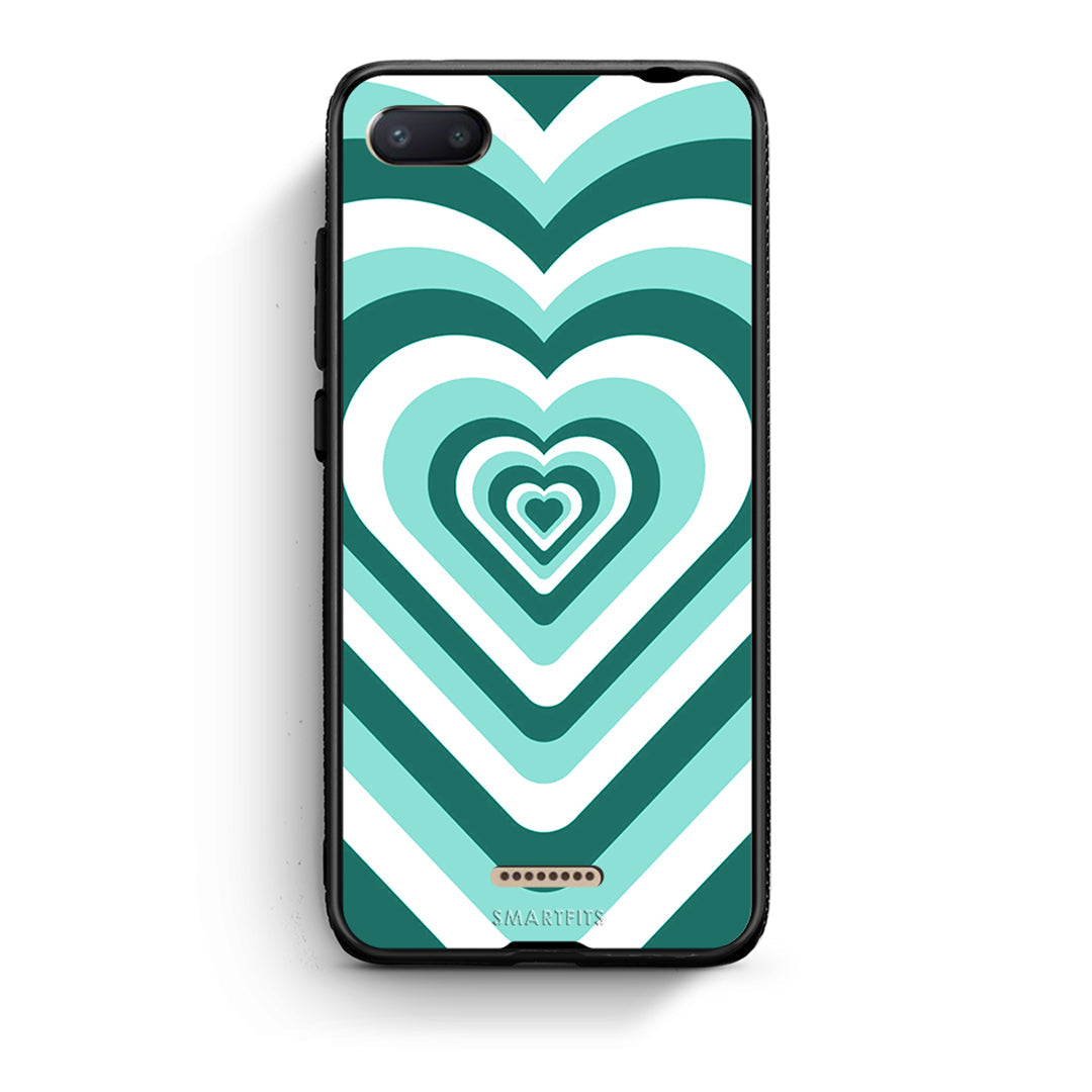 Xiaomi Redmi 6A Green Hearts θήκη από τη Smartfits με σχέδιο στο πίσω μέρος και μαύρο περίβλημα | Smartphone case with colorful back and black bezels by Smartfits