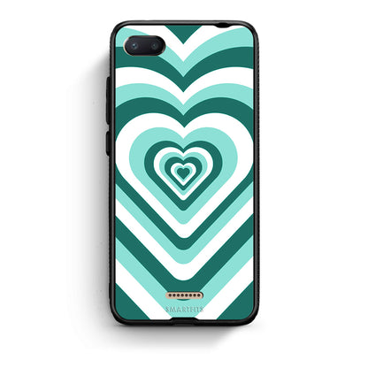 Xiaomi Redmi 6A Green Hearts θήκη από τη Smartfits με σχέδιο στο πίσω μέρος και μαύρο περίβλημα | Smartphone case with colorful back and black bezels by Smartfits