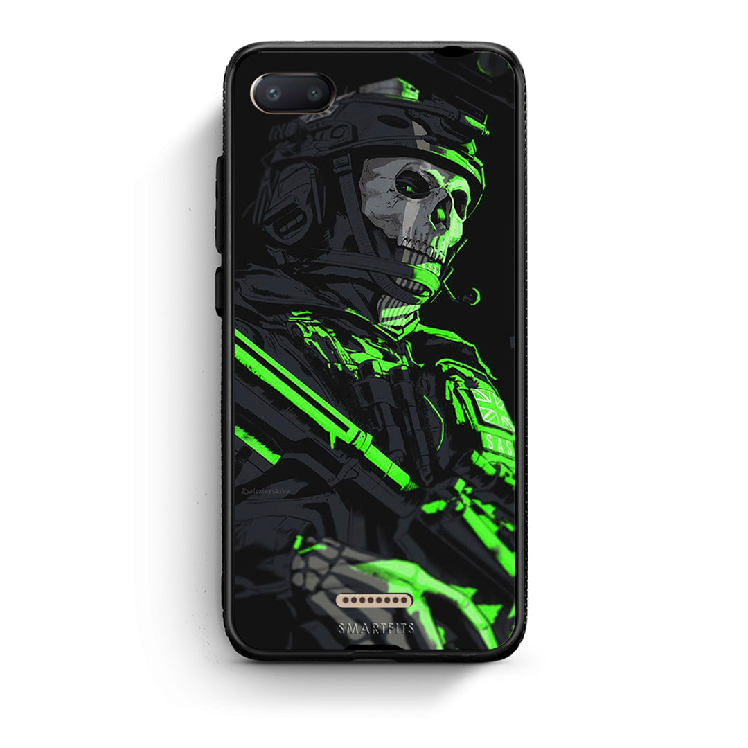 Xiaomi Redmi 6A Green Soldier Θήκη Αγίου Βαλεντίνου από τη Smartfits με σχέδιο στο πίσω μέρος και μαύρο περίβλημα | Smartphone case with colorful back and black bezels by Smartfits