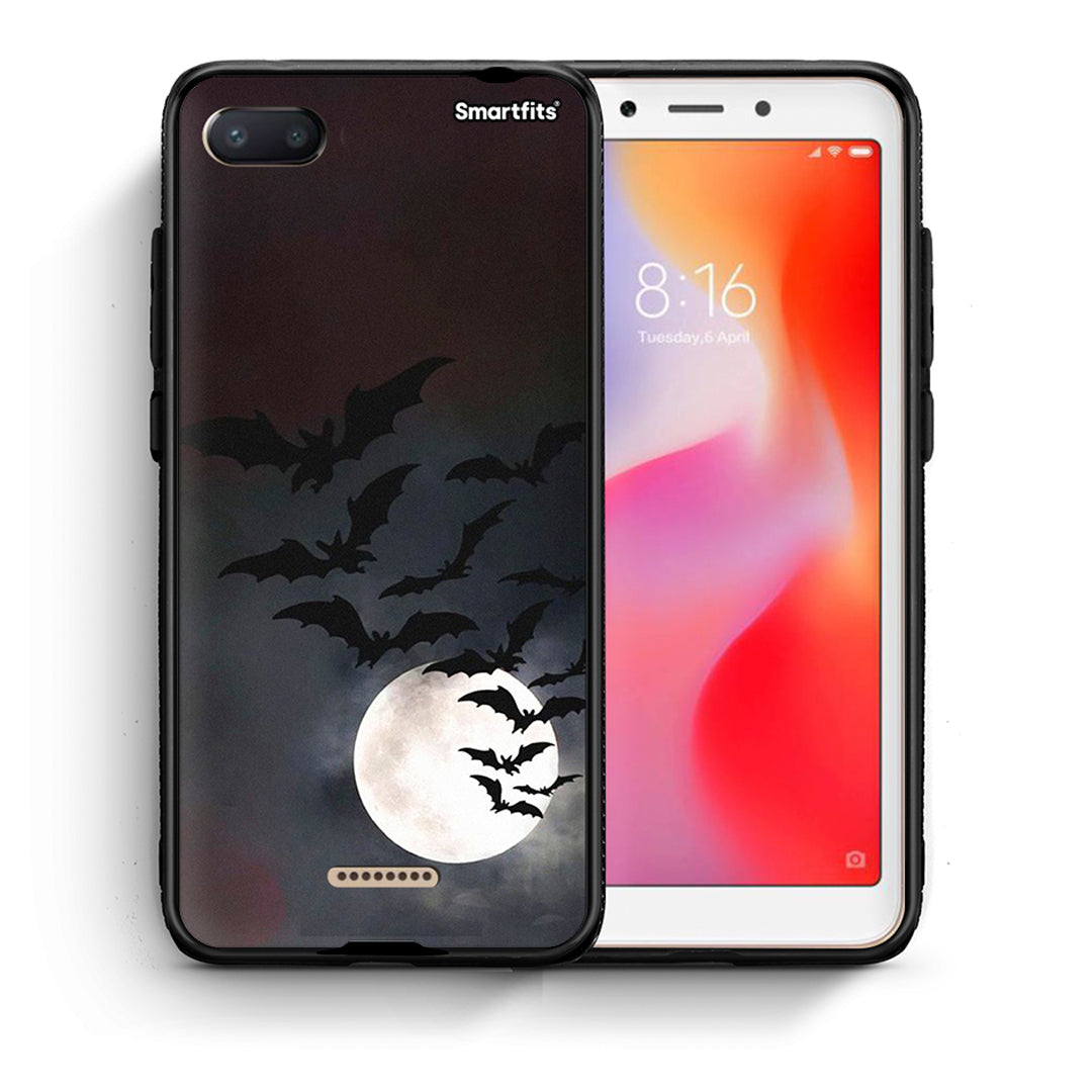 Θήκη Xiaomi Redmi 6A Halloween Bat Night από τη Smartfits με σχέδιο στο πίσω μέρος και μαύρο περίβλημα | Xiaomi Redmi 6A Halloween Bat Night case with colorful back and black bezels