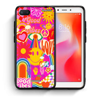 Thumbnail for Θήκη Xiaomi Redmi 6A Hippie Love από τη Smartfits με σχέδιο στο πίσω μέρος και μαύρο περίβλημα | Xiaomi Redmi 6A Hippie Love case with colorful back and black bezels