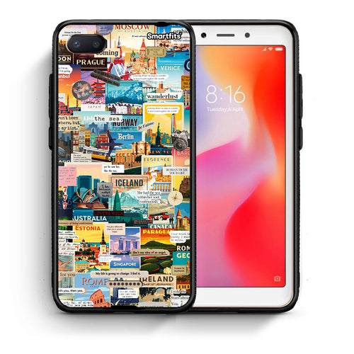 Θήκη Xiaomi Redmi 6A Live To Travel από τη Smartfits με σχέδιο στο πίσω μέρος και μαύρο περίβλημα | Xiaomi Redmi 6A Live To Travel case with colorful back and black bezels