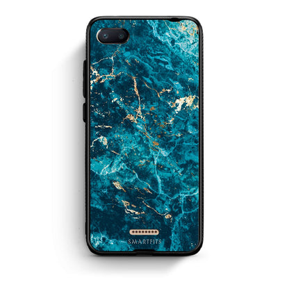 Xiaomi Redmi 6A Marble Blue θήκη από τη Smartfits με σχέδιο στο πίσω μέρος και μαύρο περίβλημα | Smartphone case with colorful back and black bezels by Smartfits
