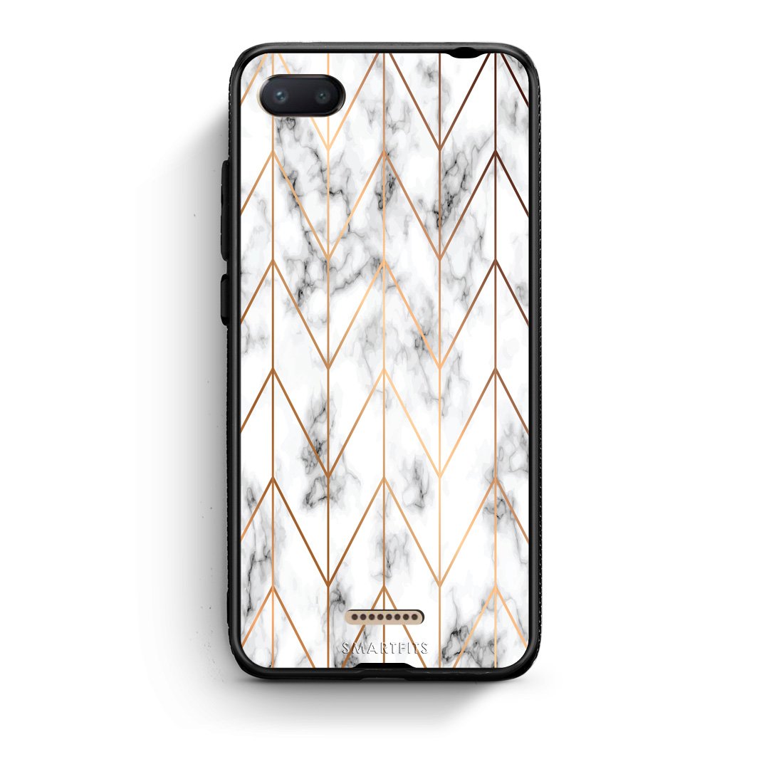 44 - Xiaomi Redmi 6A Gold Geometric Marble case, cover, bumper