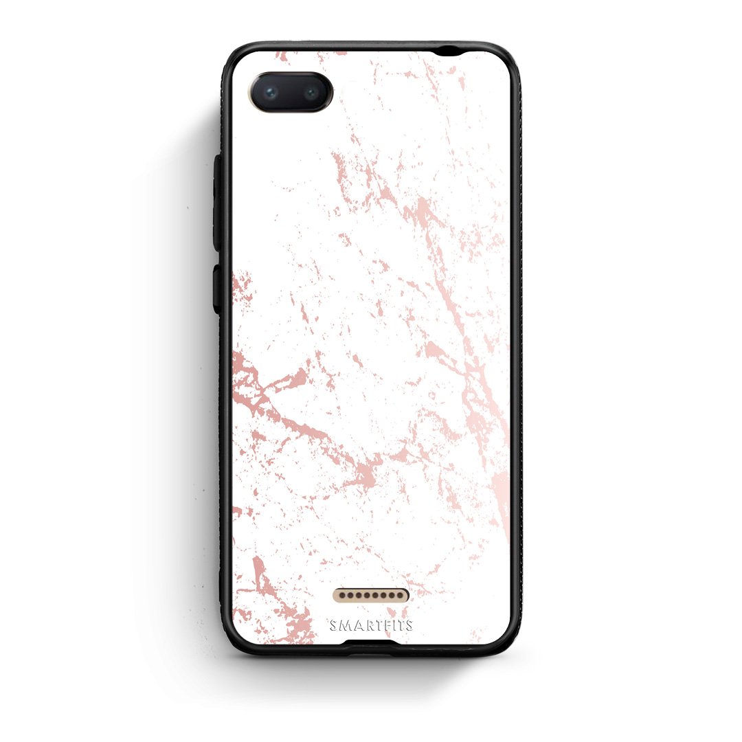 116 - Xiaomi Redmi 6A Pink Splash Marble case, cover, bumper