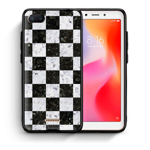Θήκη Xiaomi Redmi 6A Square Geometric Marble από τη Smartfits με σχέδιο στο πίσω μέρος και μαύρο περίβλημα | Xiaomi Redmi 6A Square Geometric Marble case with colorful back and black bezels