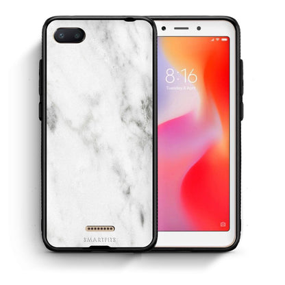 Θήκη Xiaomi Redmi 6A White Marble από τη Smartfits με σχέδιο στο πίσω μέρος και μαύρο περίβλημα | Xiaomi Redmi 6A White Marble case with colorful back and black bezels
