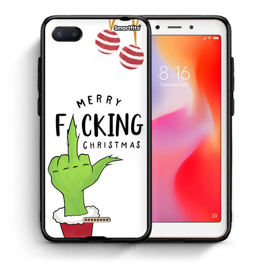 Θήκη Xiaomi Redmi 6A Merry F Xmas από τη Smartfits με σχέδιο στο πίσω μέρος και μαύρο περίβλημα | Xiaomi Redmi 6A Merry F Xmas case with colorful back and black bezels