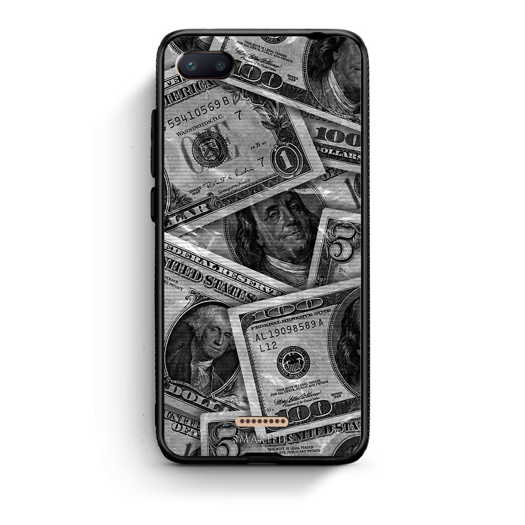 Xiaomi Redmi 6A Money Dollars θήκη από τη Smartfits με σχέδιο στο πίσω μέρος και μαύρο περίβλημα | Smartphone case with colorful back and black bezels by Smartfits