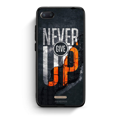 Xiaomi Redmi 6A Never Give Up Θήκη Αγίου Βαλεντίνου από τη Smartfits με σχέδιο στο πίσω μέρος και μαύρο περίβλημα | Smartphone case with colorful back and black bezels by Smartfits