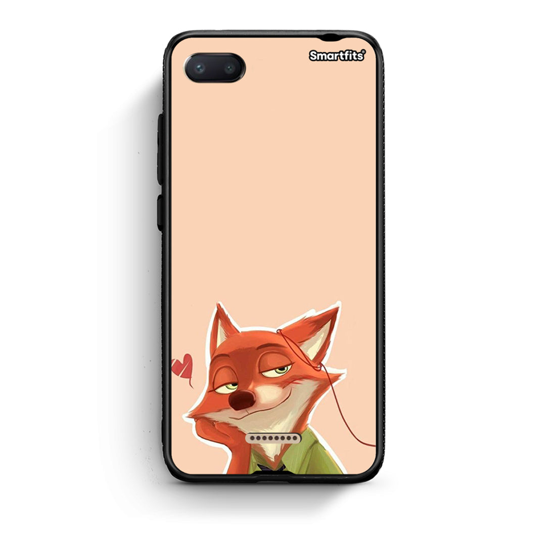Xiaomi Redmi 6A Nick Wilde And Judy Hopps Love 1 θήκη από τη Smartfits με σχέδιο στο πίσω μέρος και μαύρο περίβλημα | Smartphone case with colorful back and black bezels by Smartfits