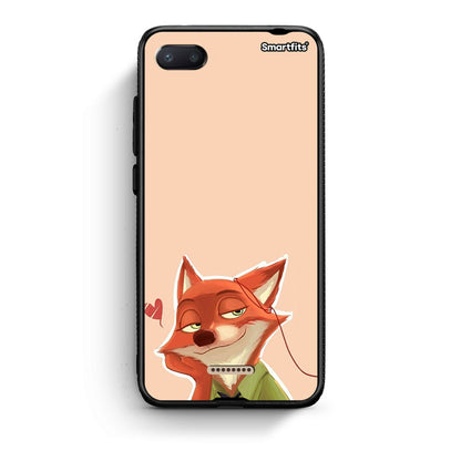 Xiaomi Redmi 6A Nick Wilde And Judy Hopps Love 1 θήκη από τη Smartfits με σχέδιο στο πίσω μέρος και μαύρο περίβλημα | Smartphone case with colorful back and black bezels by Smartfits