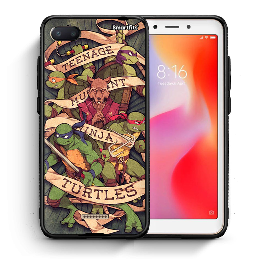 Θήκη Xiaomi Redmi 6A Ninja Turtles από τη Smartfits με σχέδιο στο πίσω μέρος και μαύρο περίβλημα | Xiaomi Redmi 6A Ninja Turtles case with colorful back and black bezels