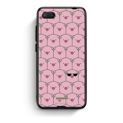 Xiaomi Redmi 6A Pig Glasses θήκη από τη Smartfits με σχέδιο στο πίσω μέρος και μαύρο περίβλημα | Smartphone case with colorful back and black bezels by Smartfits