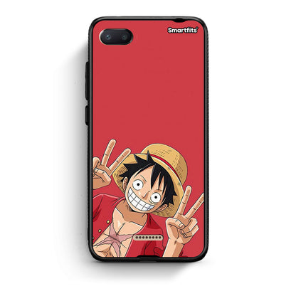 Xiaomi Redmi 6A Pirate Luffy Θήκη από τη Smartfits με σχέδιο στο πίσω μέρος και μαύρο περίβλημα | Smartphone case with colorful back and black bezels by Smartfits