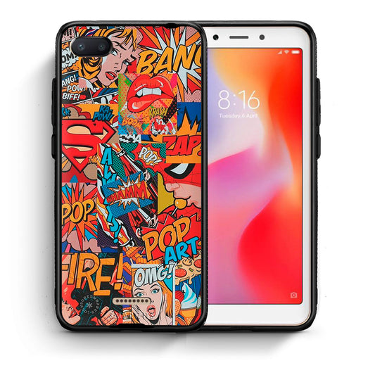 Θήκη Xiaomi Redmi 6A PopArt OMG από τη Smartfits με σχέδιο στο πίσω μέρος και μαύρο περίβλημα | Xiaomi Redmi 6A PopArt OMG case with colorful back and black bezels