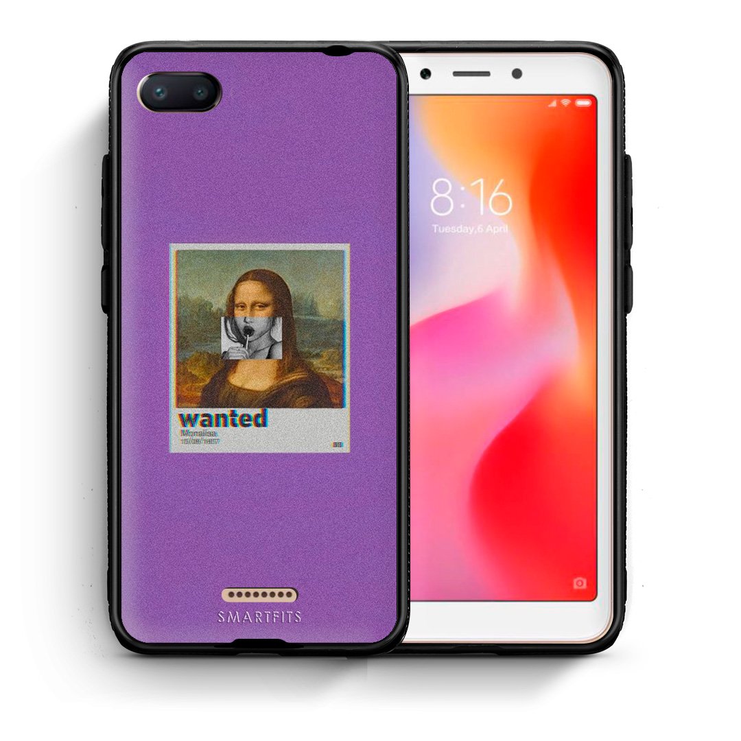 Θήκη Xiaomi Redmi 6A Monalisa Popart από τη Smartfits με σχέδιο στο πίσω μέρος και μαύρο περίβλημα | Xiaomi Redmi 6A Monalisa Popart case with colorful back and black bezels
