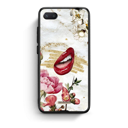 Xiaomi Redmi 6A Red Lips θήκη από τη Smartfits με σχέδιο στο πίσω μέρος και μαύρο περίβλημα | Smartphone case with colorful back and black bezels by Smartfits
