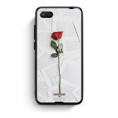 Xiaomi Redmi 6A Red Rose θήκη από τη Smartfits με σχέδιο στο πίσω μέρος και μαύρο περίβλημα | Smartphone case with colorful back and black bezels by Smartfits