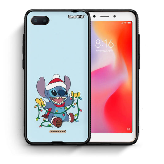 Θήκη Xiaomi Redmi 6A Santa Stich από τη Smartfits με σχέδιο στο πίσω μέρος και μαύρο περίβλημα | Xiaomi Redmi 6A Santa Stich case with colorful back and black bezels