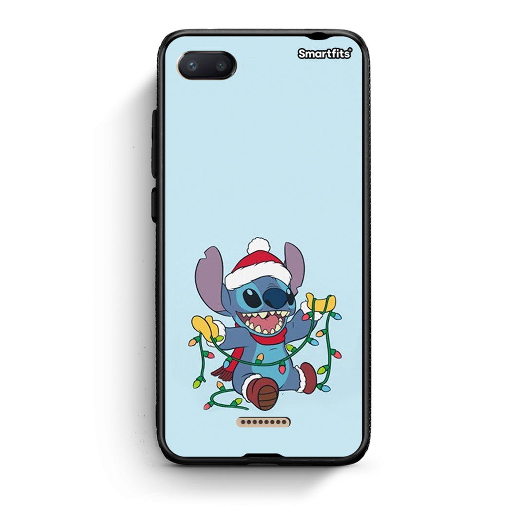 Xiaomi Redmi 6A Santa Stich θήκη από τη Smartfits με σχέδιο στο πίσω μέρος και μαύρο περίβλημα | Smartphone case with colorful back and black bezels by Smartfits