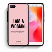 Thumbnail for Θήκη Xiaomi Redmi 6A Superpower Woman από τη Smartfits με σχέδιο στο πίσω μέρος και μαύρο περίβλημα | Xiaomi Redmi 6A Superpower Woman case with colorful back and black bezels