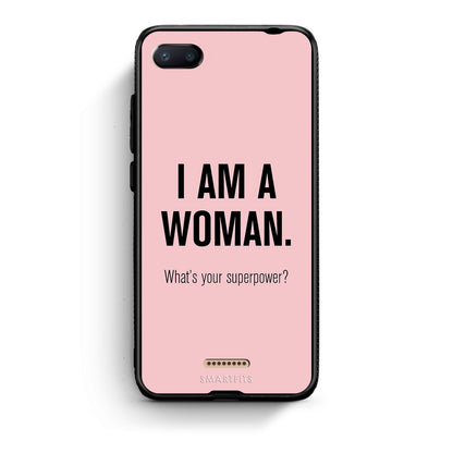 Xiaomi Redmi 6A Superpower Woman θήκη από τη Smartfits με σχέδιο στο πίσω μέρος και μαύρο περίβλημα | Smartphone case with colorful back and black bezels by Smartfits