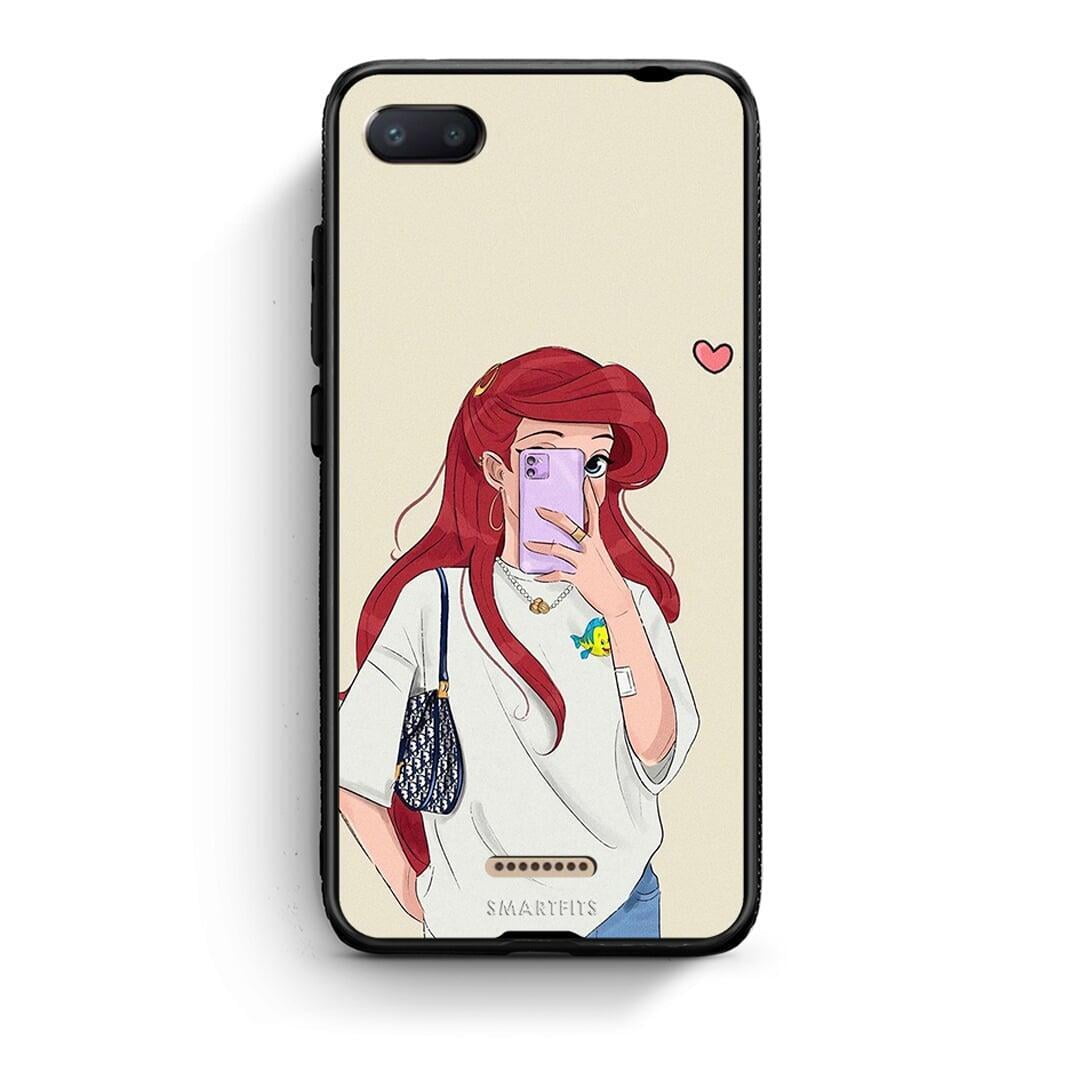 Xiaomi Redmi 6A Walking Mermaid Θήκη από τη Smartfits με σχέδιο στο πίσω μέρος και μαύρο περίβλημα | Smartphone case with colorful back and black bezels by Smartfits