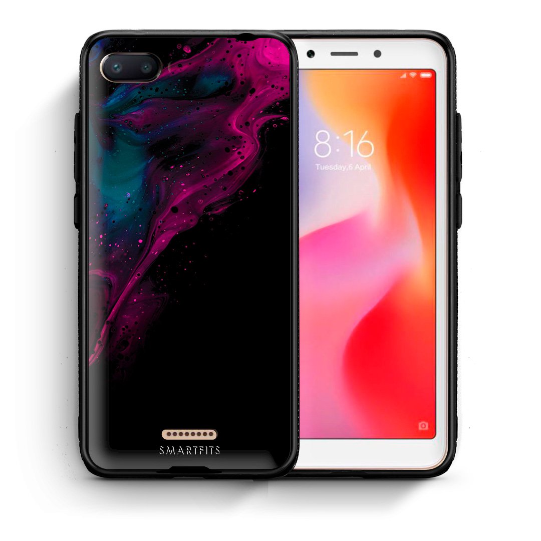 Θήκη Xiaomi Redmi 6A Pink Black Watercolor από τη Smartfits με σχέδιο στο πίσω μέρος και μαύρο περίβλημα | Xiaomi Redmi 6A Pink Black Watercolor case with colorful back and black bezels