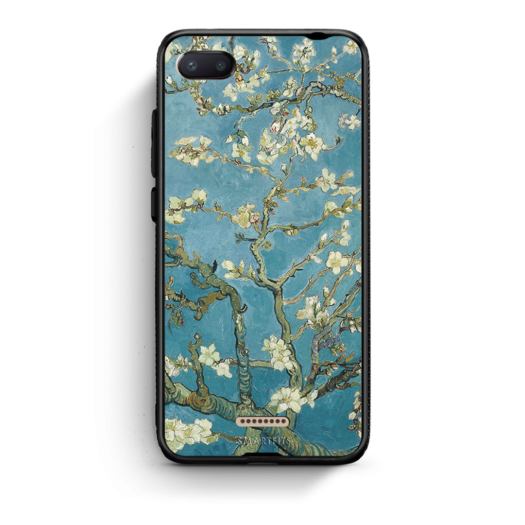 Xiaomi Redmi 6A White Blossoms θήκη από τη Smartfits με σχέδιο στο πίσω μέρος και μαύρο περίβλημα | Smartphone case with colorful back and black bezels by Smartfits