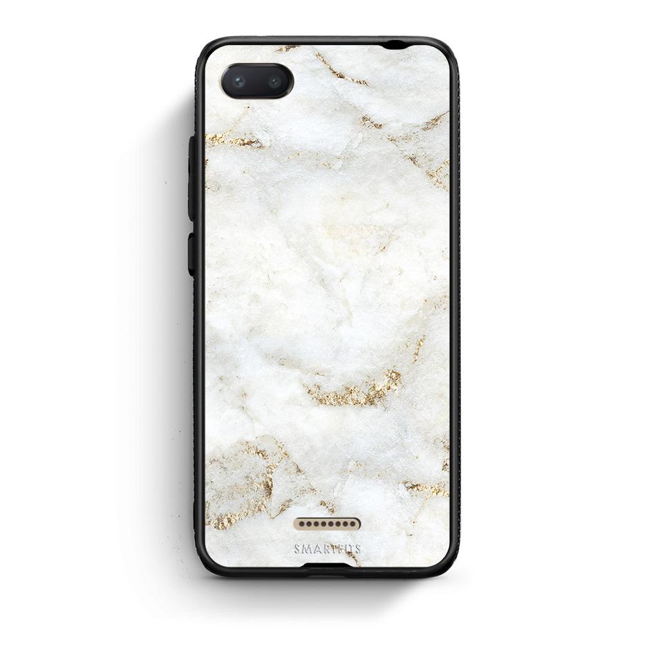 Xiaomi Redmi 6A White Gold Marble θήκη από τη Smartfits με σχέδιο στο πίσω μέρος και μαύρο περίβλημα | Smartphone case with colorful back and black bezels by Smartfits