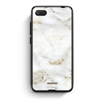 Xiaomi Redmi 6A White Gold Marble θήκη από τη Smartfits με σχέδιο στο πίσω μέρος και μαύρο περίβλημα | Smartphone case with colorful back and black bezels by Smartfits