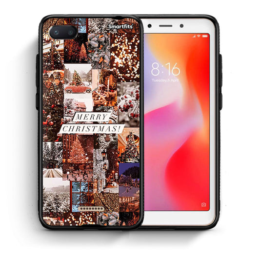 Θήκη Xiaomi Redmi 6A Xmas Collage από τη Smartfits με σχέδιο στο πίσω μέρος και μαύρο περίβλημα | Xiaomi Redmi 6A Xmas Collage case with colorful back and black bezels