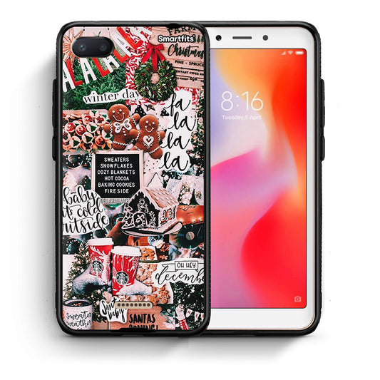 Θήκη Xiaomi Redmi 6A Xmas Habbits από τη Smartfits με σχέδιο στο πίσω μέρος και μαύρο περίβλημα | Xiaomi Redmi 6A Xmas Habbits case with colorful back and black bezels
