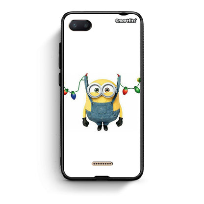 Xiaomi Redmi 6A Xmas Minion Lights θήκη από τη Smartfits με σχέδιο στο πίσω μέρος και μαύρο περίβλημα | Smartphone case with colorful back and black bezels by Smartfits
