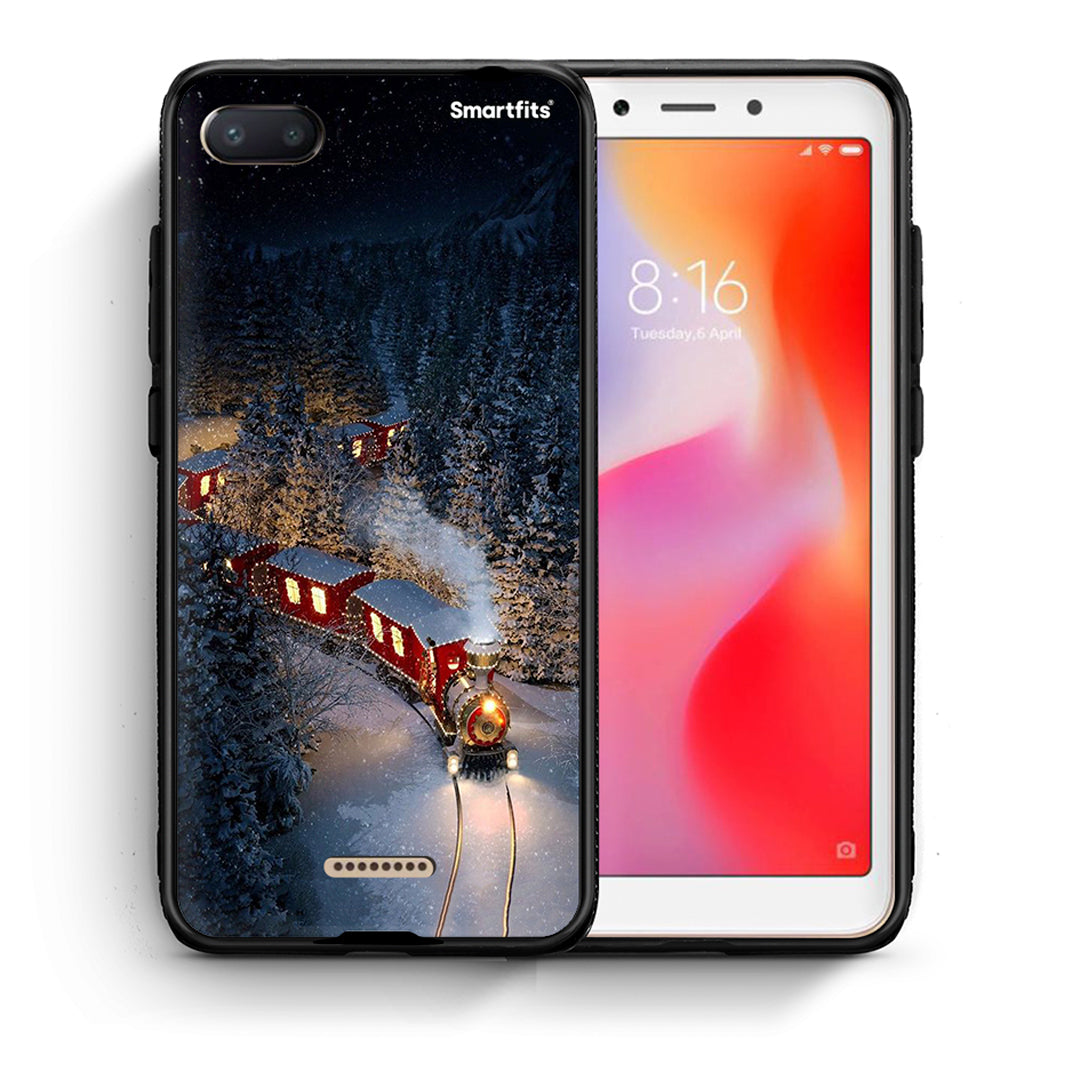 Θήκη Xiaomi Redmi 6A Xmas Train από τη Smartfits με σχέδιο στο πίσω μέρος και μαύρο περίβλημα | Xiaomi Redmi 6A Xmas Train case with colorful back and black bezels