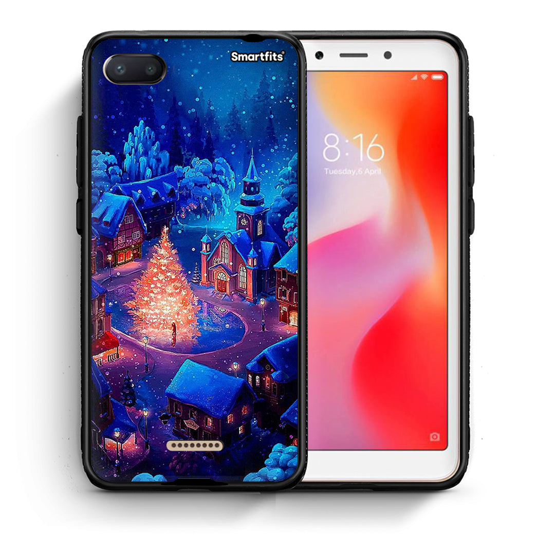 Θήκη Xiaomi Redmi 6A Xmas Village από τη Smartfits με σχέδιο στο πίσω μέρος και μαύρο περίβλημα | Xiaomi Redmi 6A Xmas Village case with colorful back and black bezels