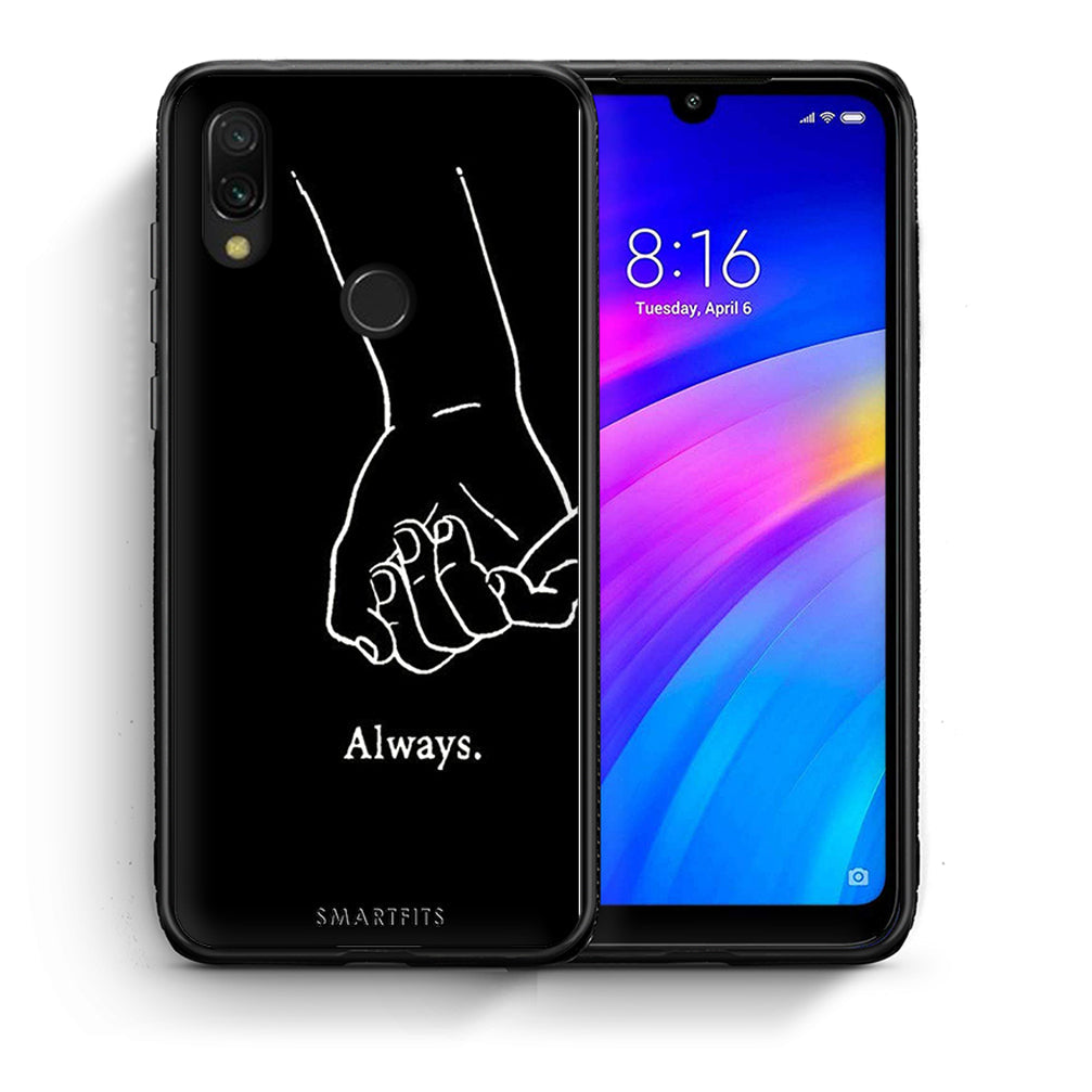 Θήκη Αγίου Βαλεντίνου Xiaomi Redmi 7 Always & Forever 1 από τη Smartfits με σχέδιο στο πίσω μέρος και μαύρο περίβλημα | Xiaomi Redmi 7 Always & Forever 1 case with colorful back and black bezels