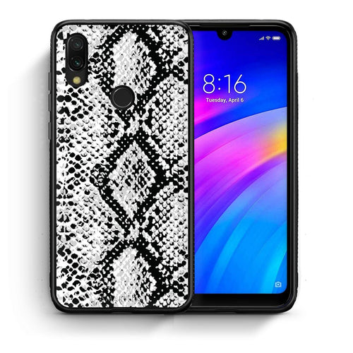 Θήκη Xiaomi Redmi 7 White Snake Animal από τη Smartfits με σχέδιο στο πίσω μέρος και μαύρο περίβλημα | Xiaomi Redmi 7 White Snake Animal case with colorful back and black bezels