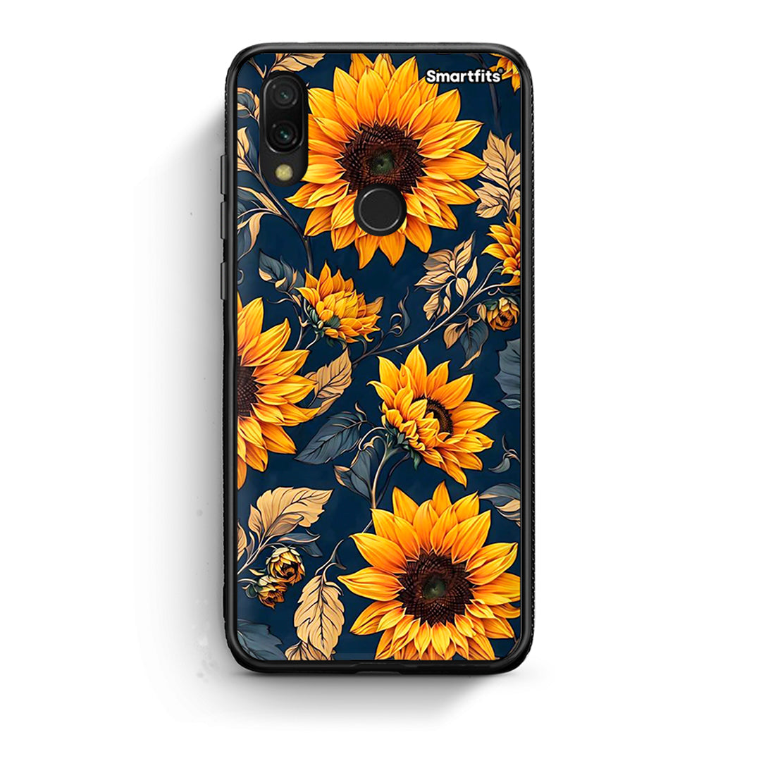 Xiaomi Redmi 7 Autumn Sunflowers Θήκη από τη Smartfits με σχέδιο στο πίσω μέρος και μαύρο περίβλημα | Smartphone case with colorful back and black bezels by Smartfits