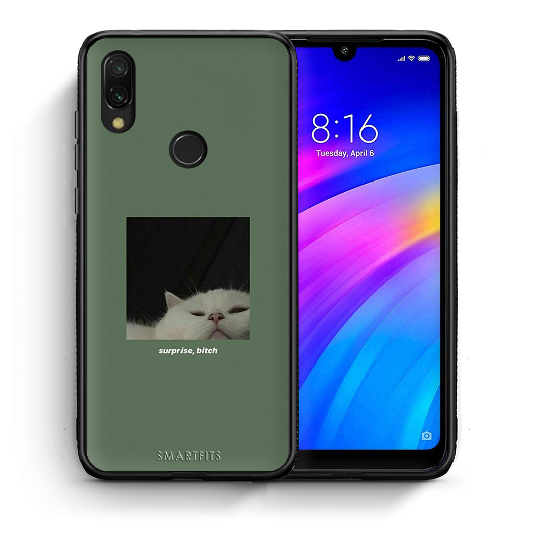 Θήκη Xiaomi Redmi 7 Bitch Surprise από τη Smartfits με σχέδιο στο πίσω μέρος και μαύρο περίβλημα | Xiaomi Redmi 7 Bitch Surprise case with colorful back and black bezels