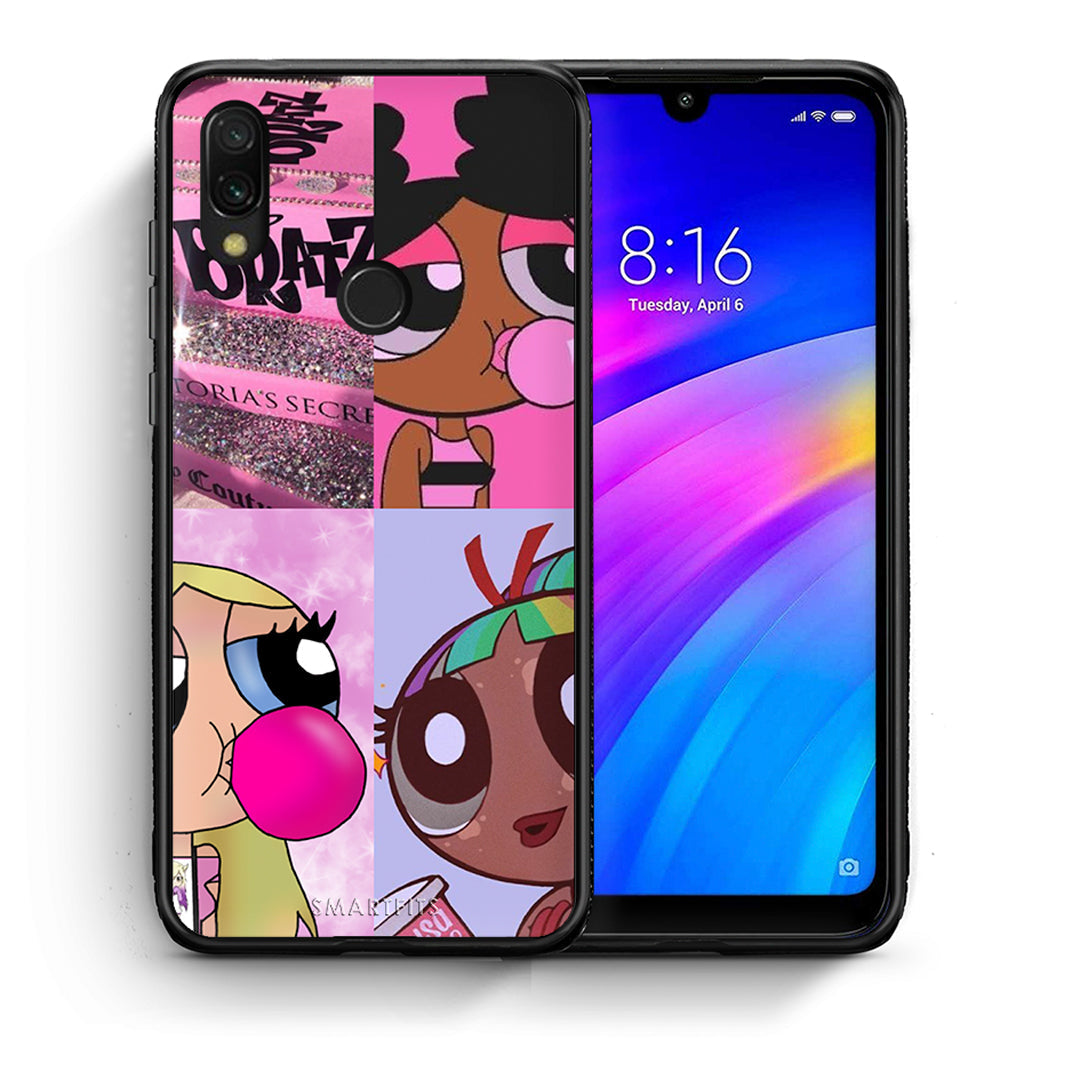 Θήκη Αγίου Βαλεντίνου Xiaomi Redmi 7 Bubble Girls από τη Smartfits με σχέδιο στο πίσω μέρος και μαύρο περίβλημα | Xiaomi Redmi 7 Bubble Girls case with colorful back and black bezels