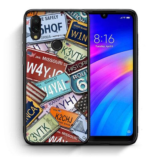 Θήκη Xiaomi Redmi 7 Car Plates από τη Smartfits με σχέδιο στο πίσω μέρος και μαύρο περίβλημα | Xiaomi Redmi 7 Car Plates case with colorful back and black bezels