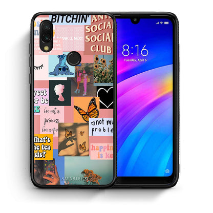 Θήκη Αγίου Βαλεντίνου Xiaomi Redmi 7 Collage Bitchin από τη Smartfits με σχέδιο στο πίσω μέρος και μαύρο περίβλημα | Xiaomi Redmi 7 Collage Bitchin case with colorful back and black bezels