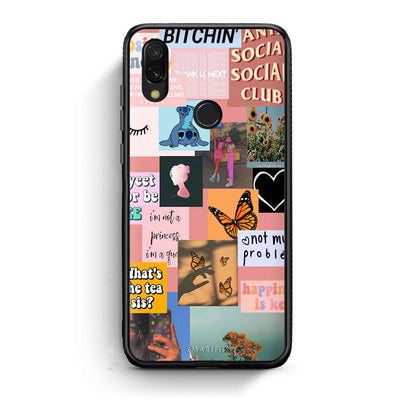 Xiaomi Redmi 7 Collage Bitchin Θήκη Αγίου Βαλεντίνου από τη Smartfits με σχέδιο στο πίσω μέρος και μαύρο περίβλημα | Smartphone case with colorful back and black bezels by Smartfits